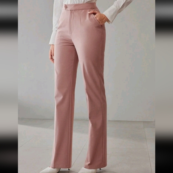 SOLID SEAM FRONT FLARE LEG SUIT PANTS - Picture 3 of 4